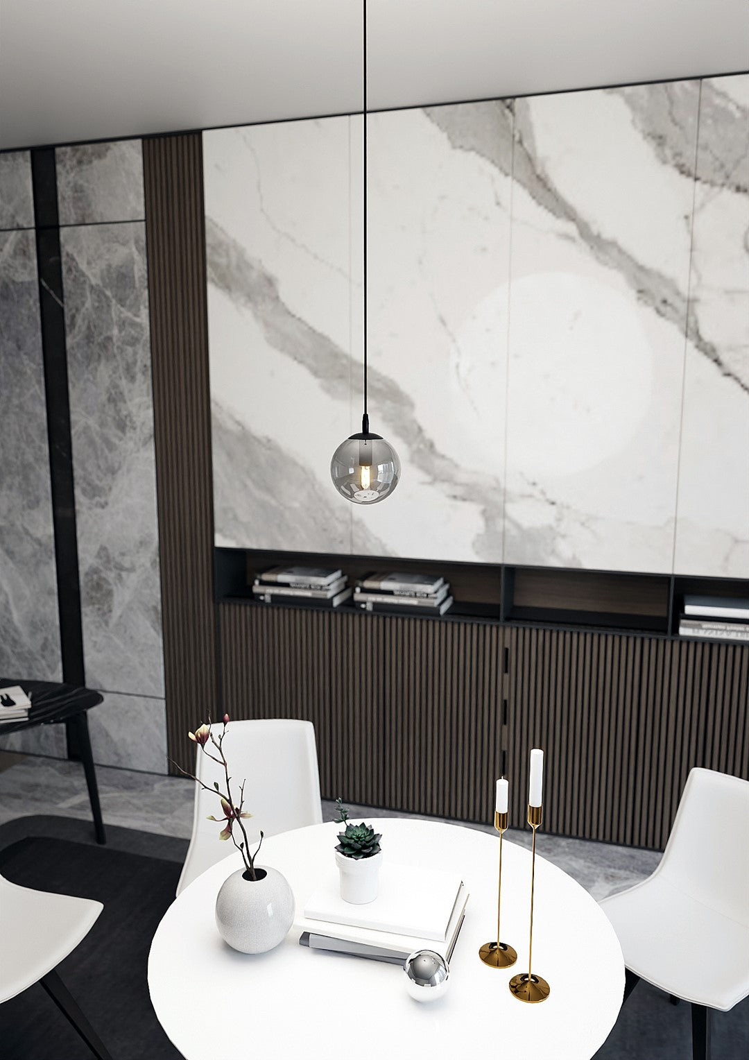 COSMO 1 Pendellampe – Sort & Grafitfarvet Glas | Emibig