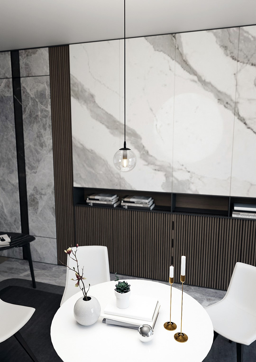 COSMO 1 Pendellampe – Sort & transparent Glas | Emibig