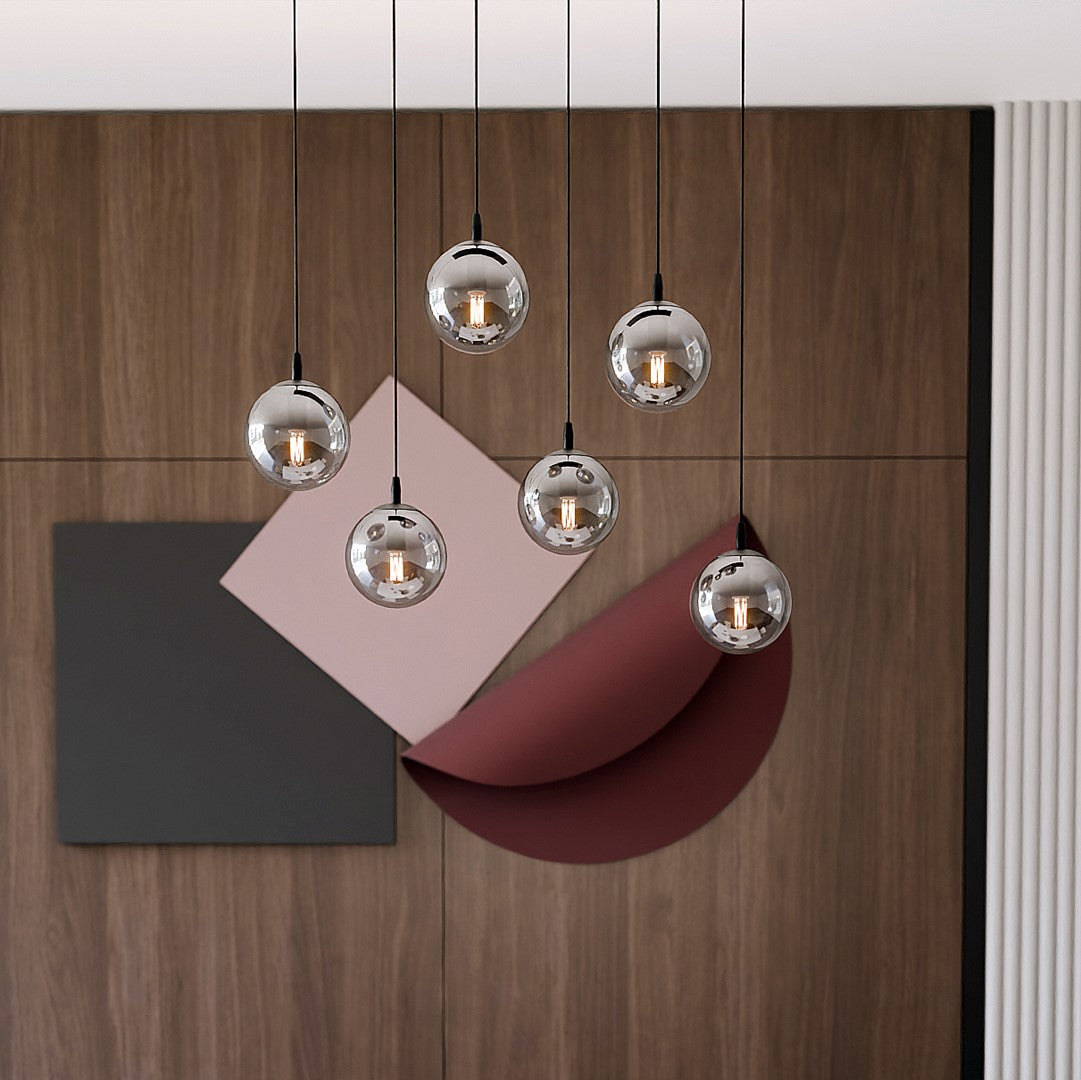 COSMO 6 Pendellampe – Sort & Grafitfarvet Glas | Emibig