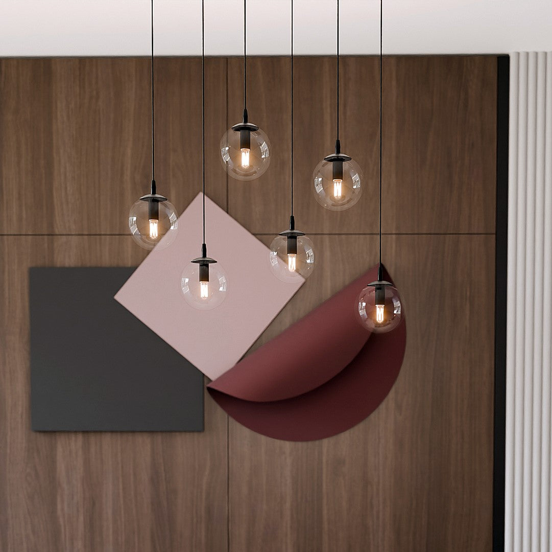 COSMO 6 Pendellampe – Sort & transparent Glas | Emibig