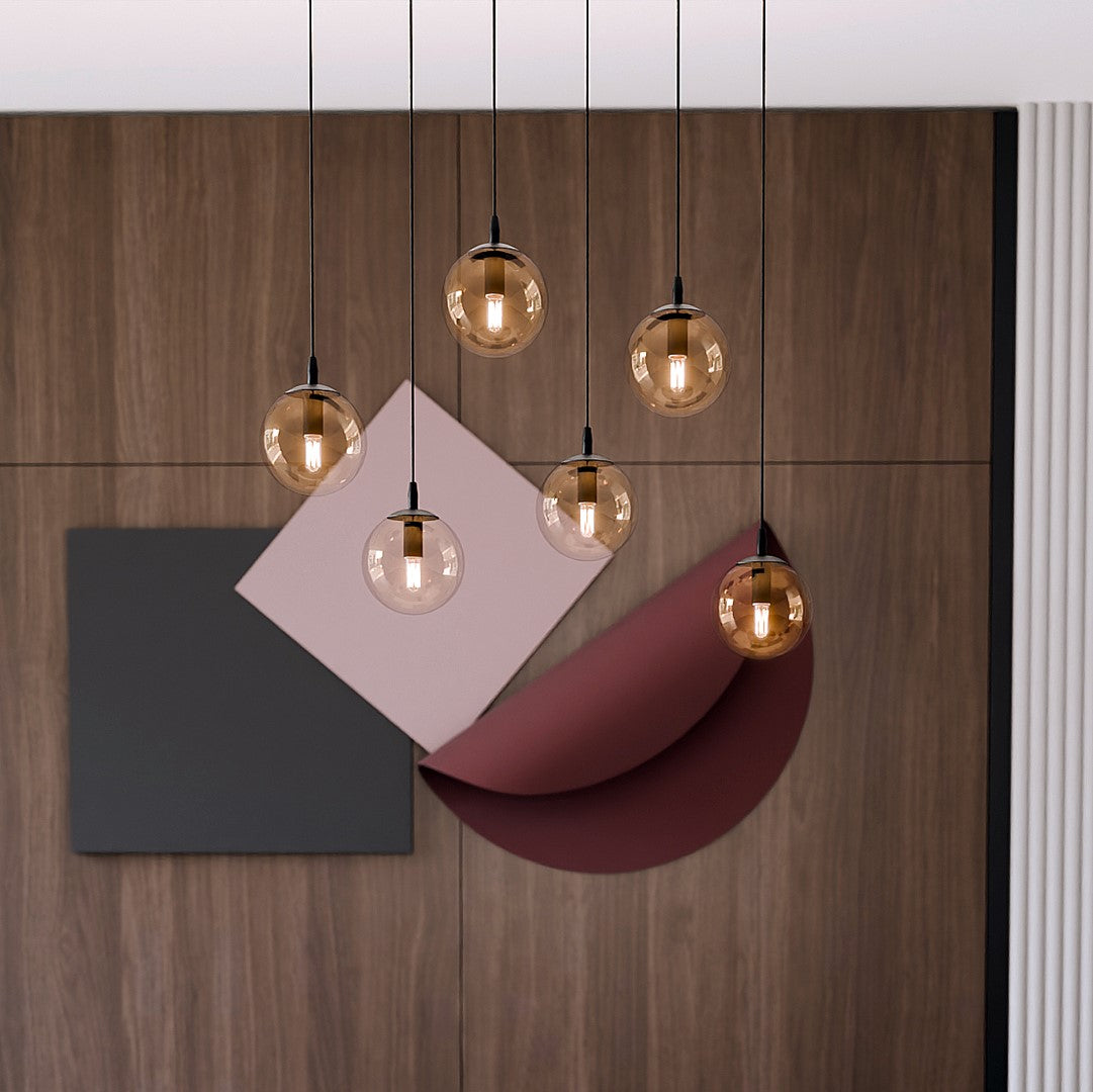 COSMO 6 Pendellampe – Sort & Ravfarvet Glas | Emibig