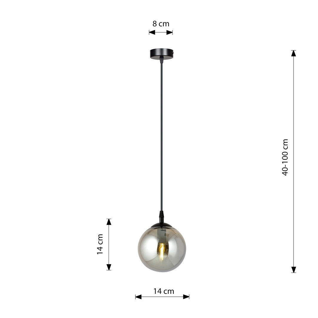 COSMO 1 Pendellampe – Sort & Grafitfarvet Glas | Emibig