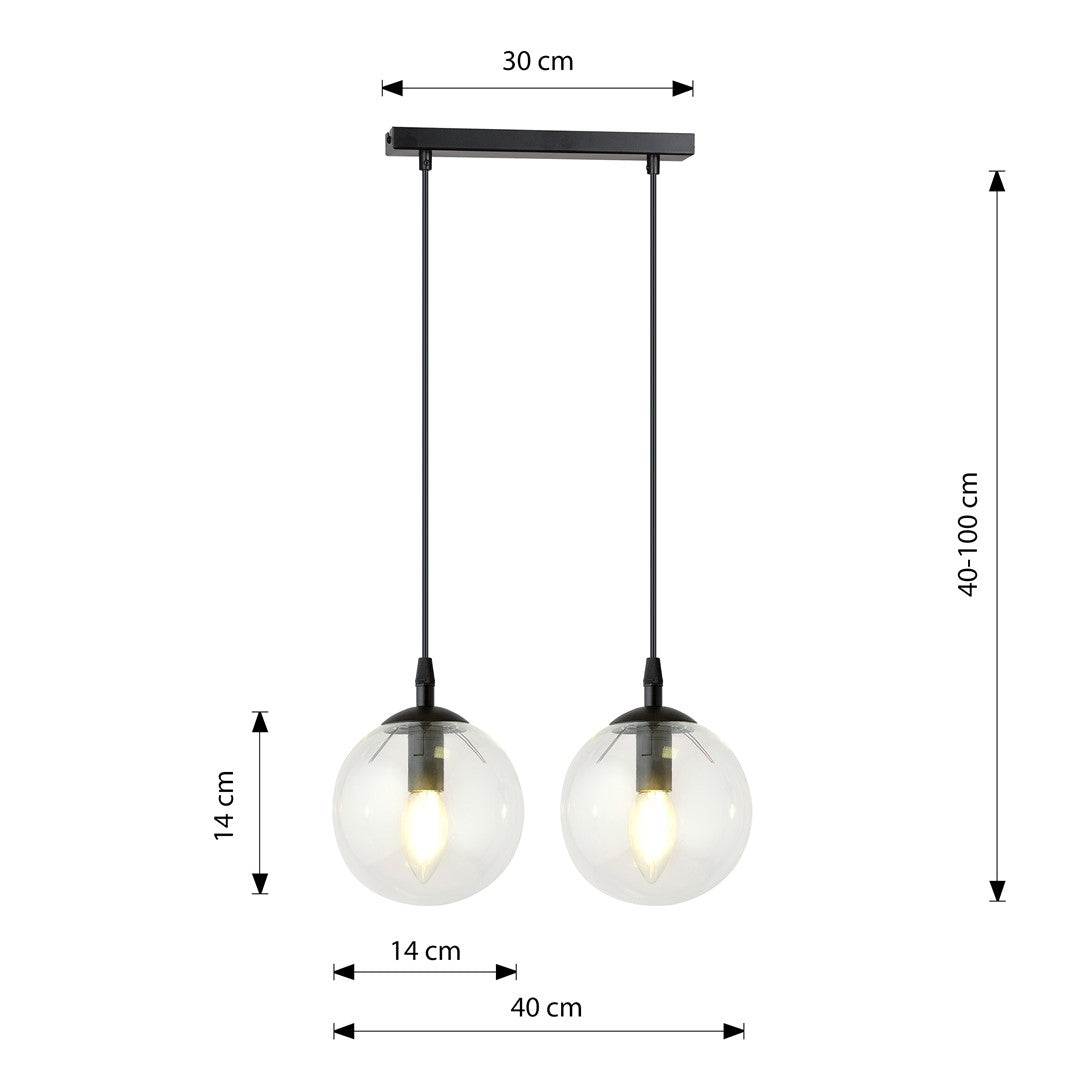 COSMO 2 Pendellampe – Sort & transparent Glas | Emibig