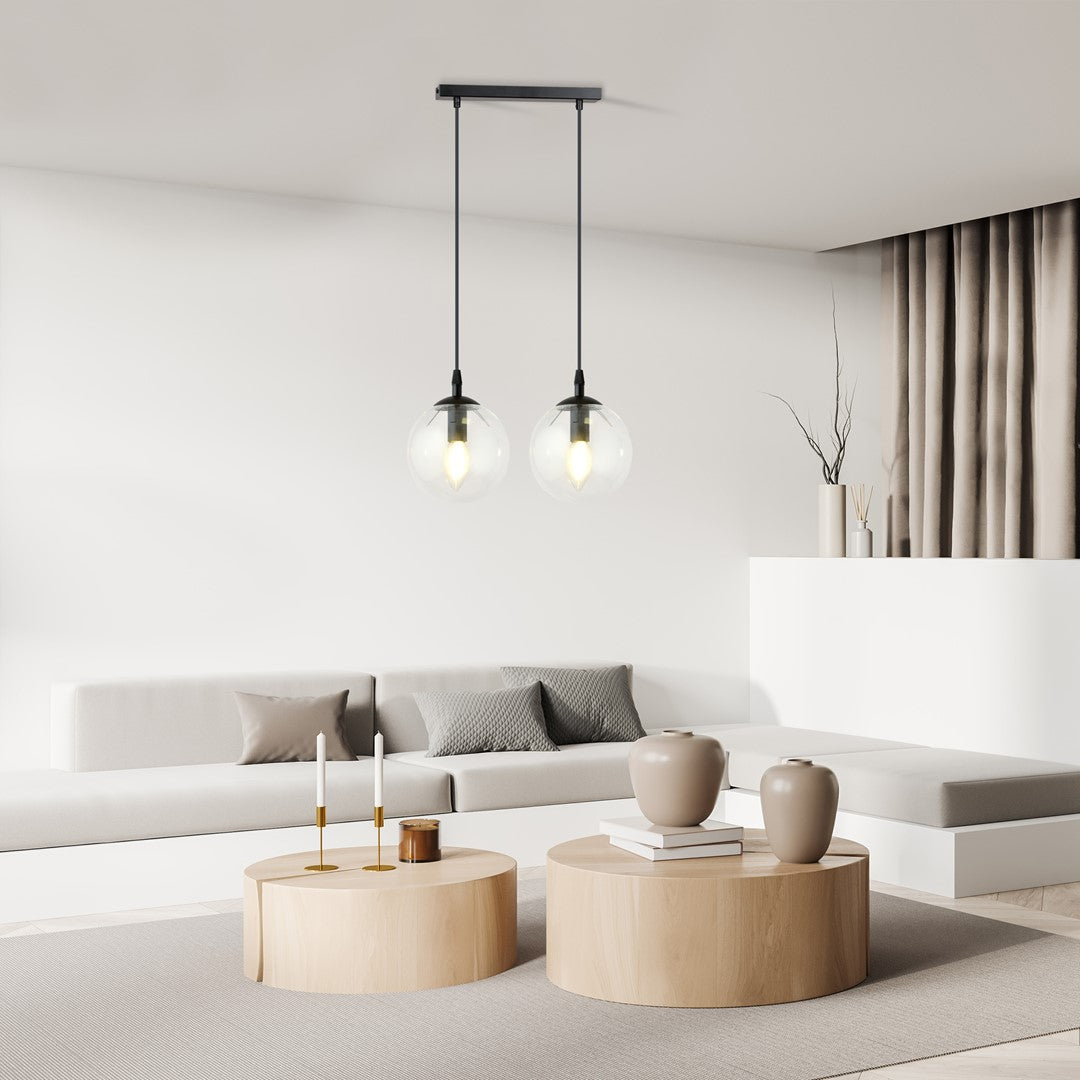 COSMO 2 Pendellampe – Sort & transparent Glas | Emibig
