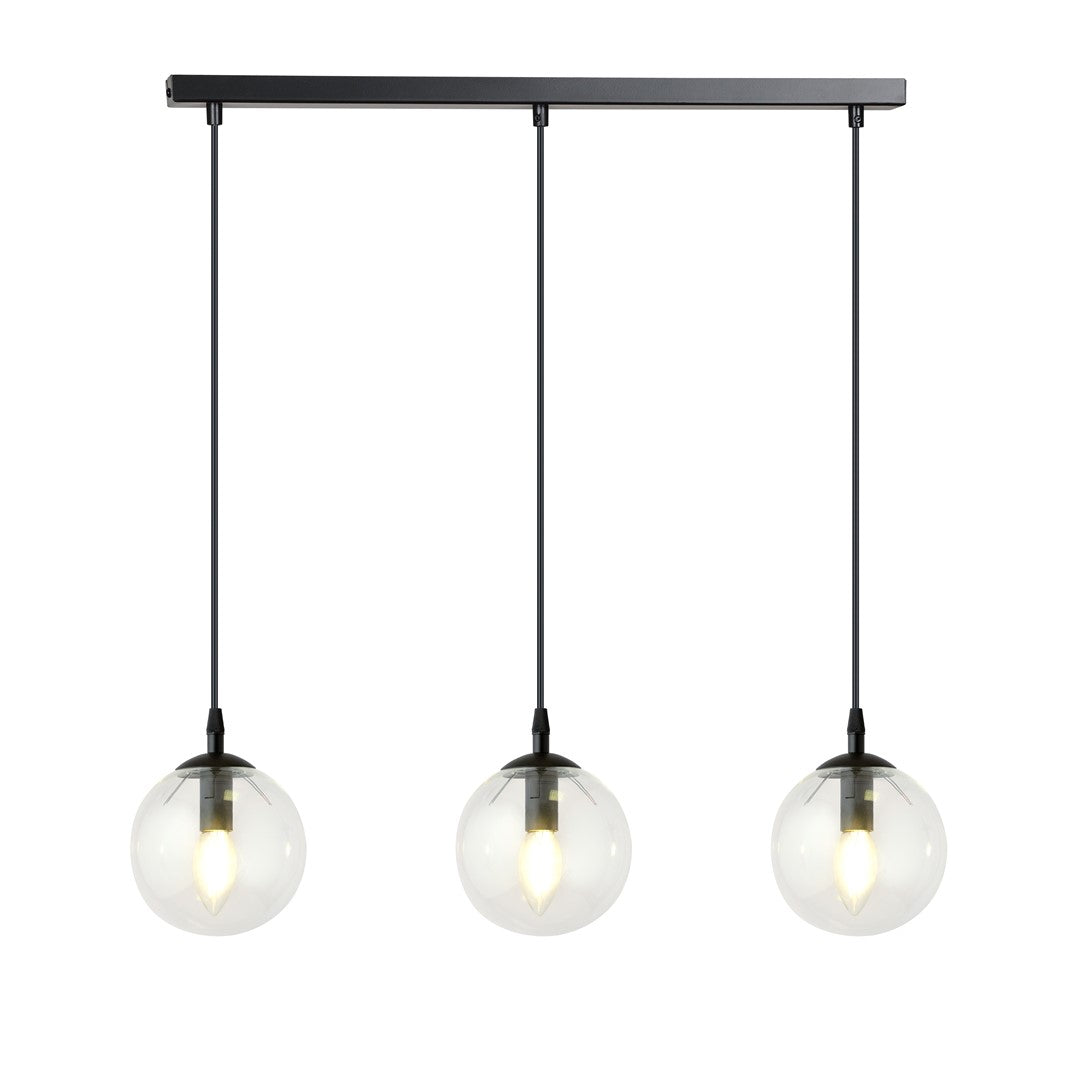 COSMO 3 Pendellampe – Sort & transparent Glas | Emibig