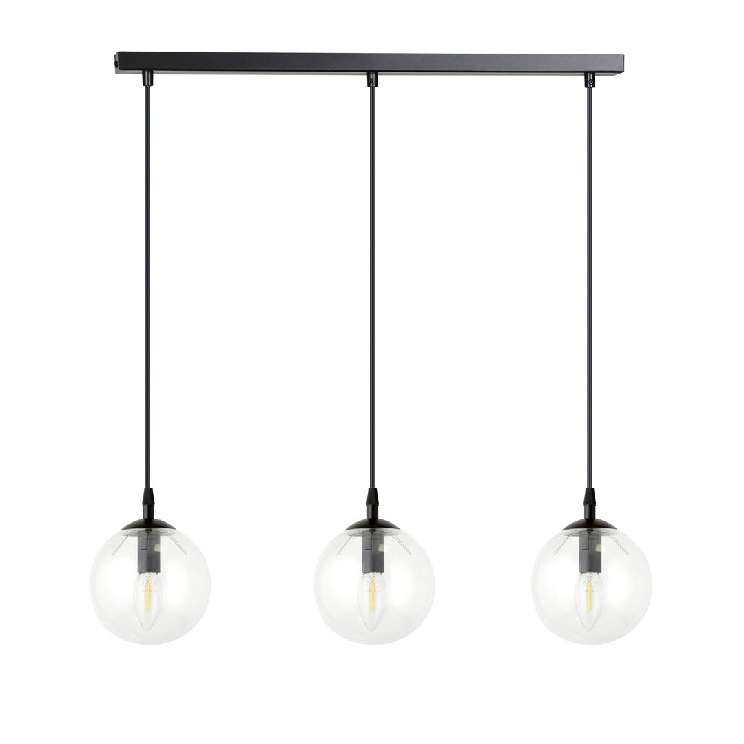 COSMO 3 Pendellampe – Sort & transparent Glas | Emibig