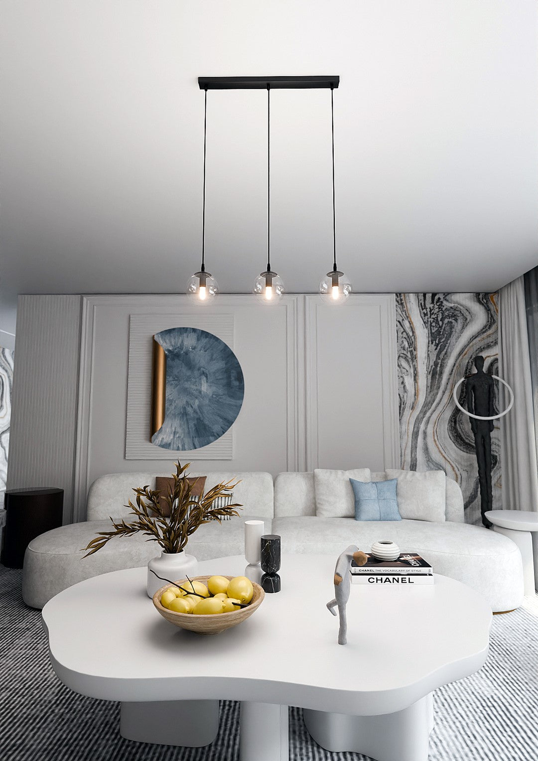 COSMO 3 Pendellampe – Sort & transparent Glas | Emibig