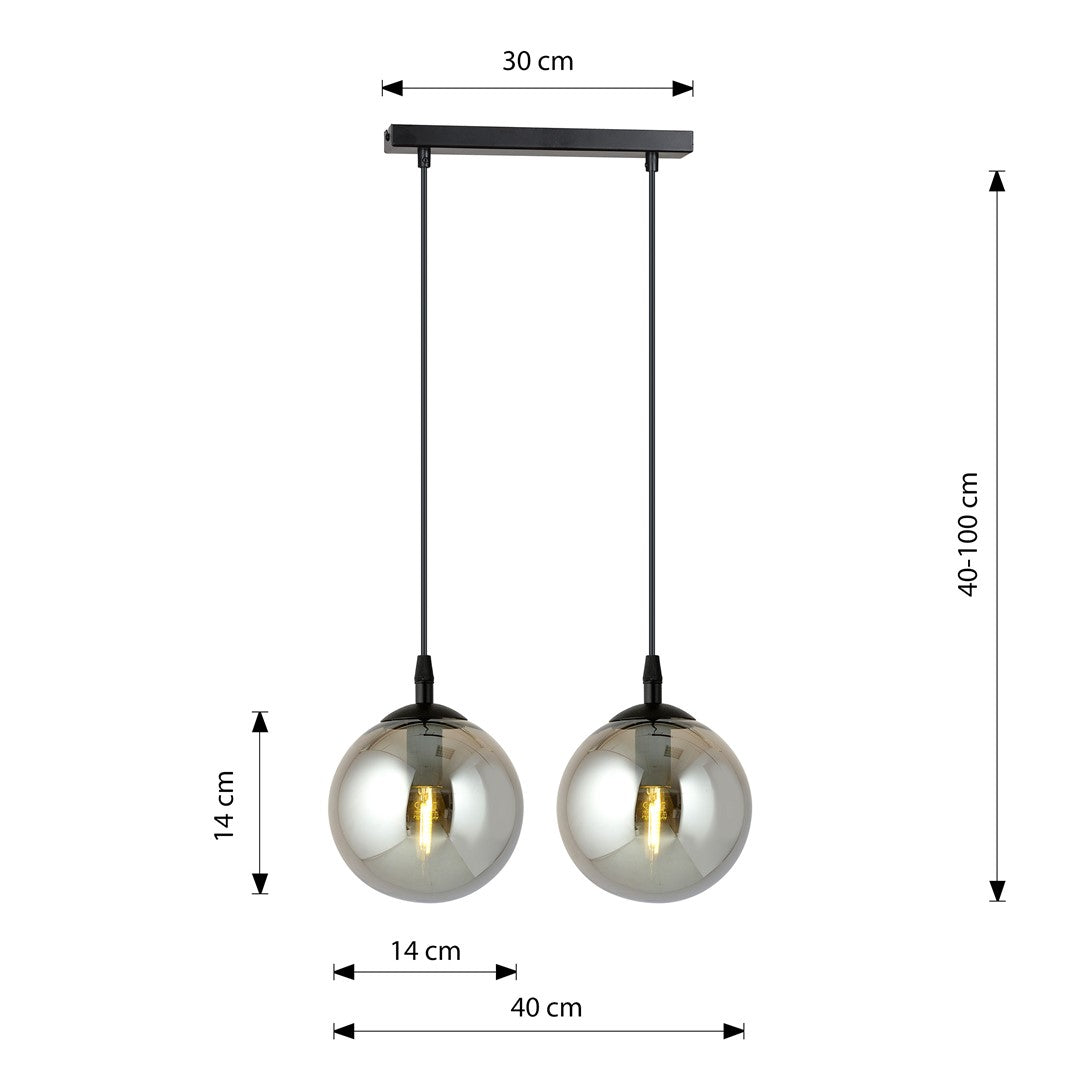 COSMO 2 Pendellampe – Sort & Grafitfarvet Glas | Emibig