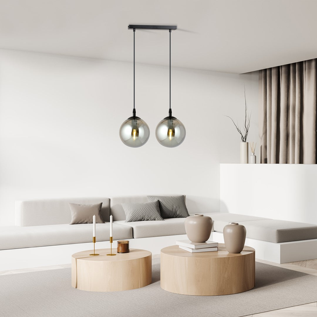 COSMO 2 Pendellampe – Sort & Grafitfarvet Glas | Emibig