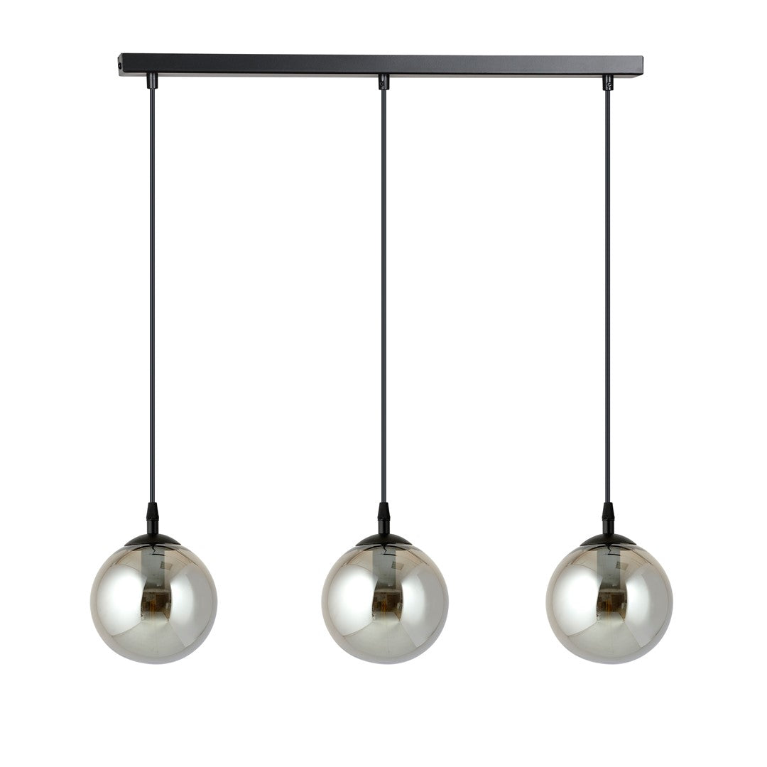 COSMO 3 Pendellampe – Sort & Grafitfarvet Glas | Emibig