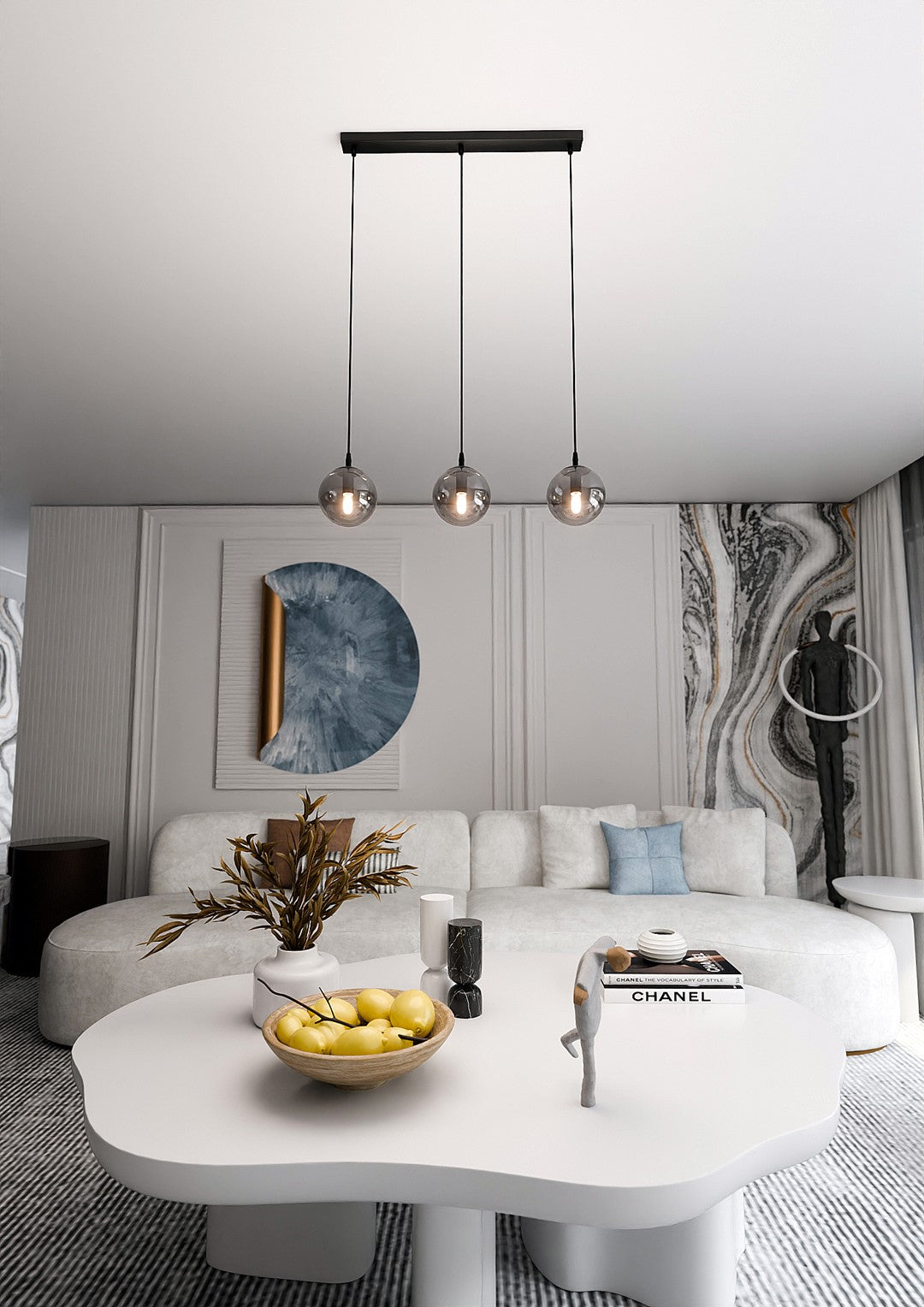 COSMO 3 Pendellampe – Sort & Grafitfarvet Glas | Emibig