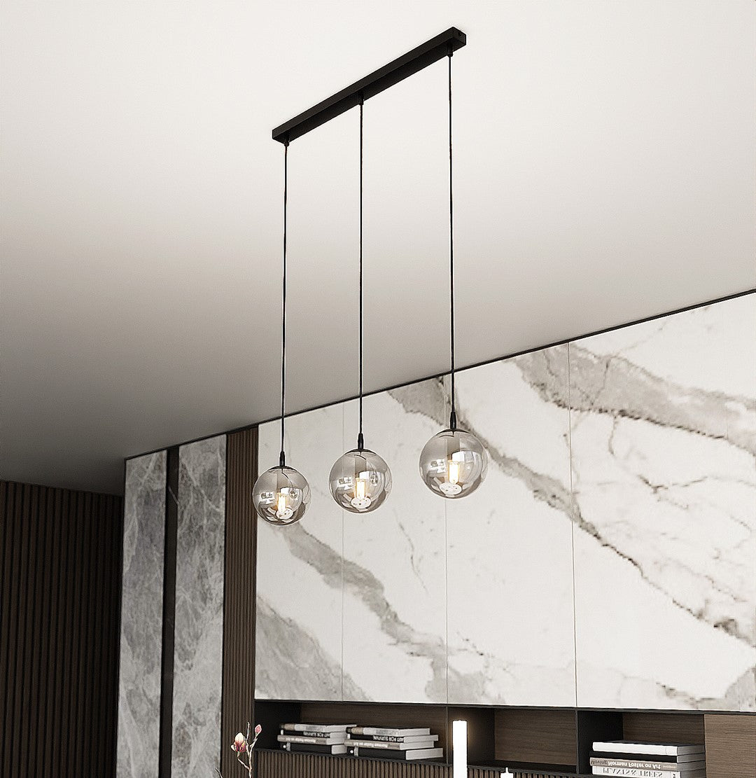 COSMO 3 Pendellampe – Sort & Grafitfarvet Glas | Emibig