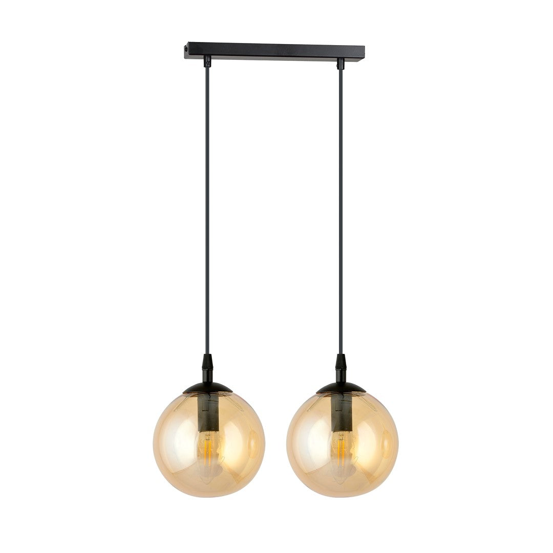 COSMO 2 Pendellampe – Sort & Ravfarvet Glas | Emibig