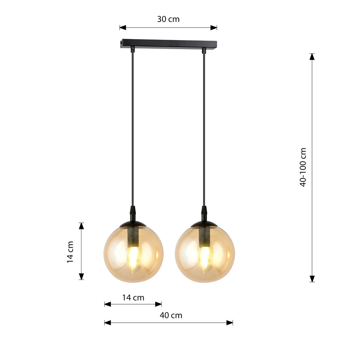 COSMO 2 Pendellampe – Sort & Ravfarvet Glas | Emibig