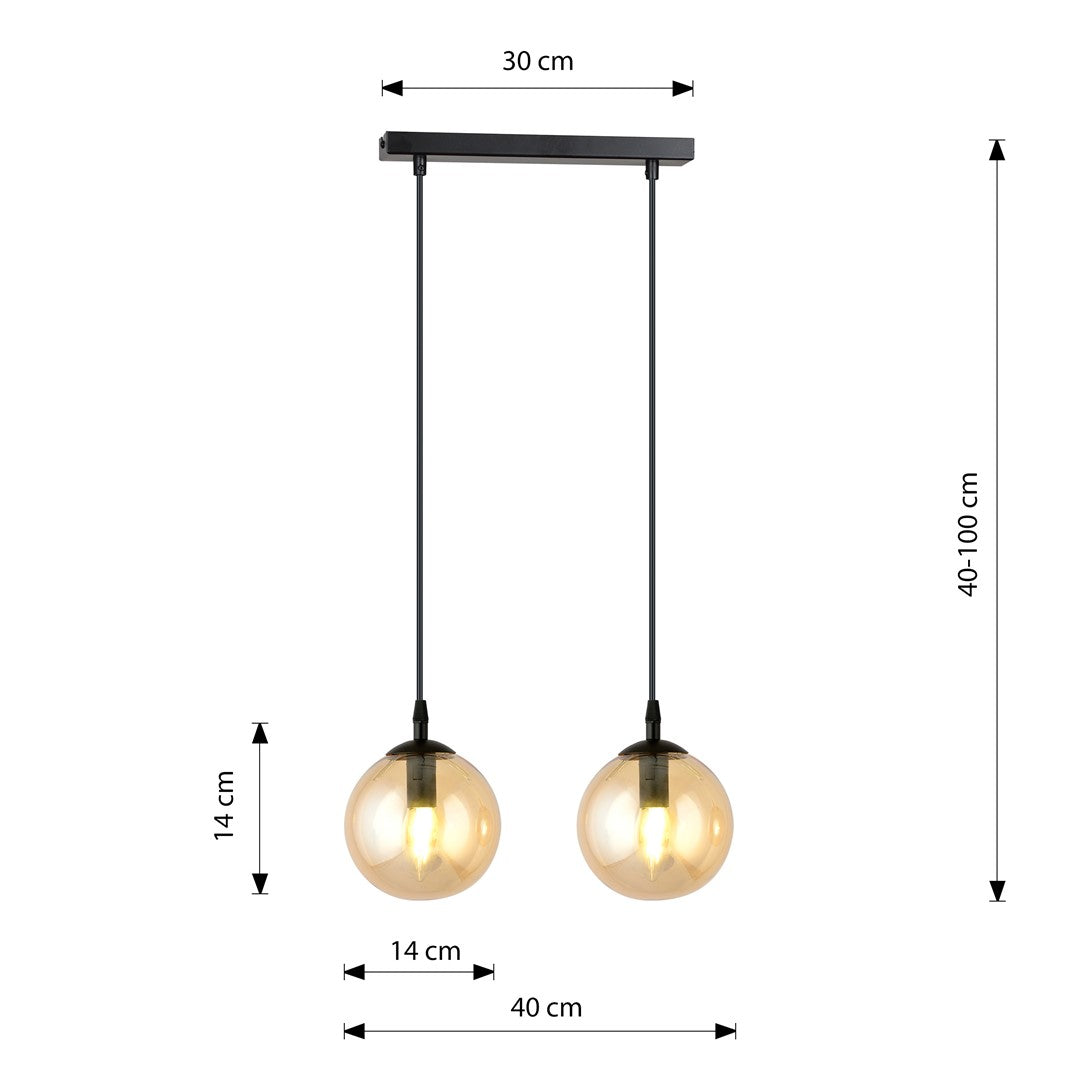 COSMO 2 Pendellampe – Sort & Ravfarvet Glas | Emibig