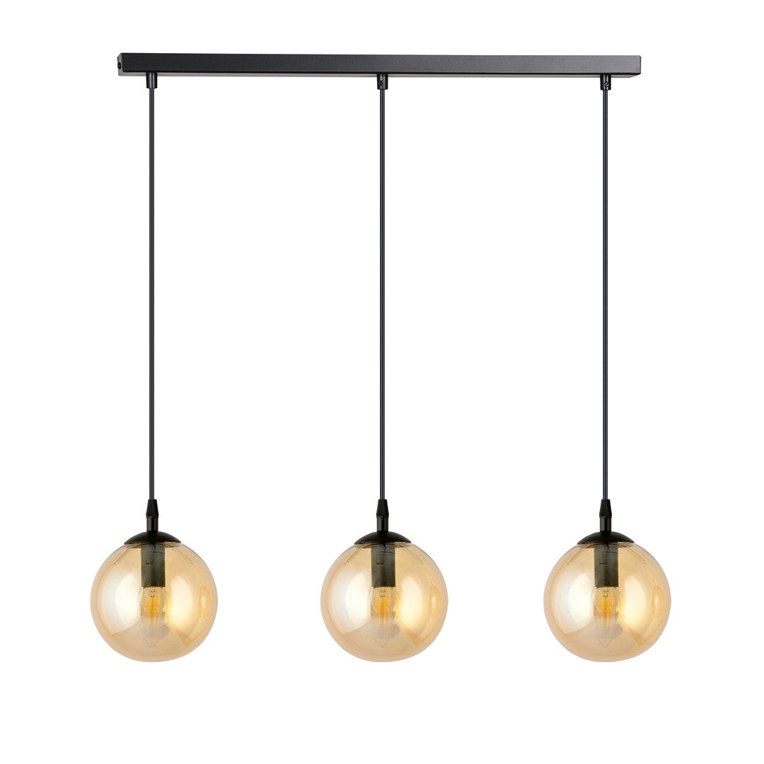 COSMO 3 Pendellampe – Sort & Ravfarvet Glas | Emibig