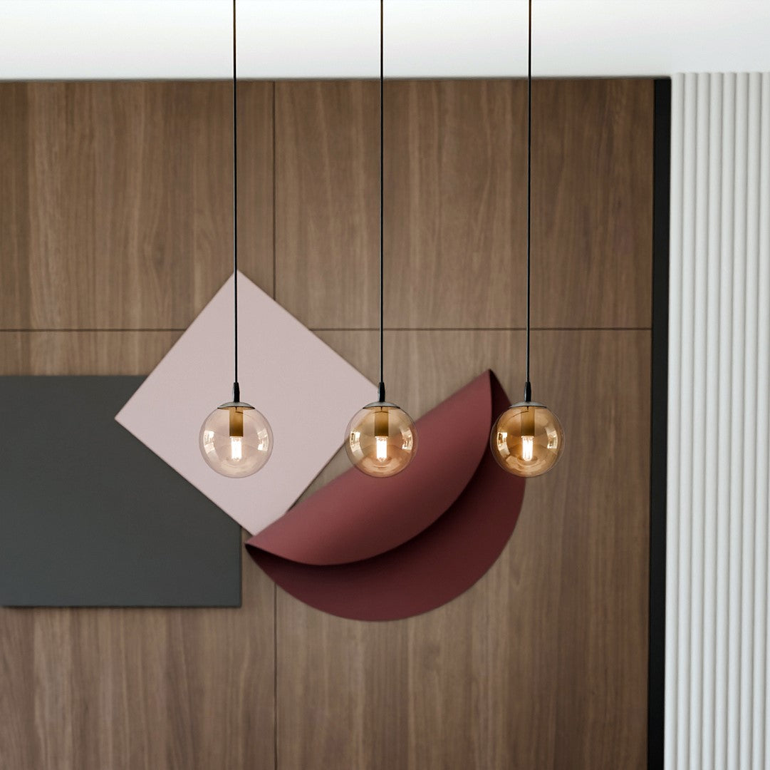 COSMO 3 Pendellampe – Sort & Ravfarvet Glas | Emibig