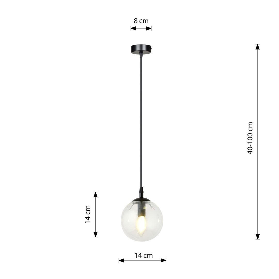 COSMO 1 Pendellampe – Sort & transparent Glas | Emibig