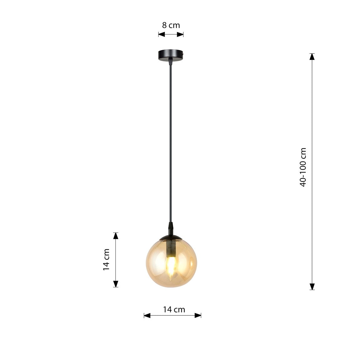 COSMO 1 Pendellampe – Sort & Ravfarvet Glas | Emibig