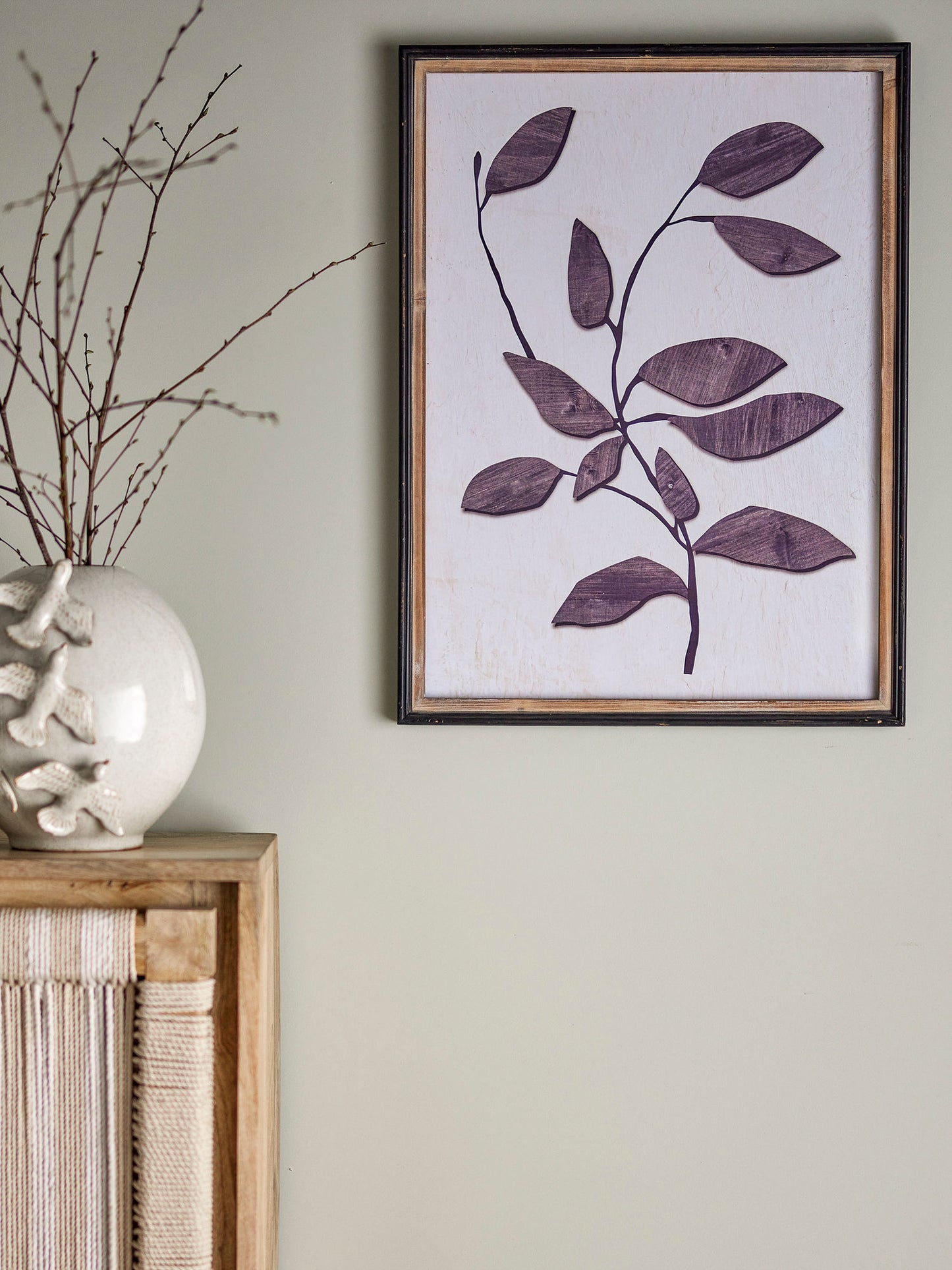Lousa illustration 45x60 cm med ramme i fyrretræ – botanisk vægkunst fra Creative Collection