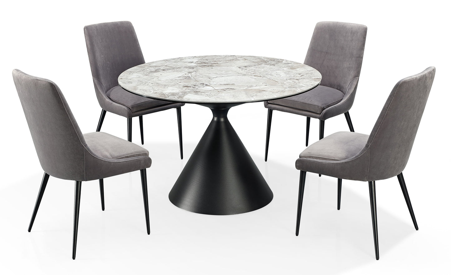 Winston - Rundt spisebord med sten top og metal base i Grigio.