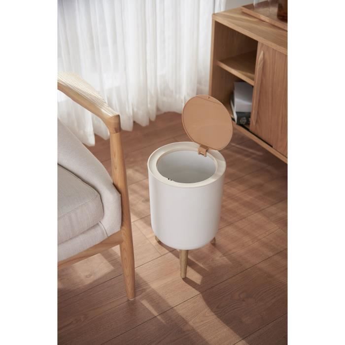 KITCHEN MOVE - Fritstående affaldsspand til badeværelse - MALMO - 7 L - Trykknapåbning - Designtræ