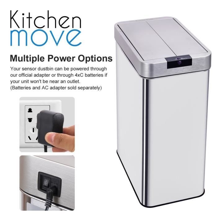KITCHEN MOVE Automatisk affaldsspand SILVERLAKE - 60L - Rustfrit stål med remband