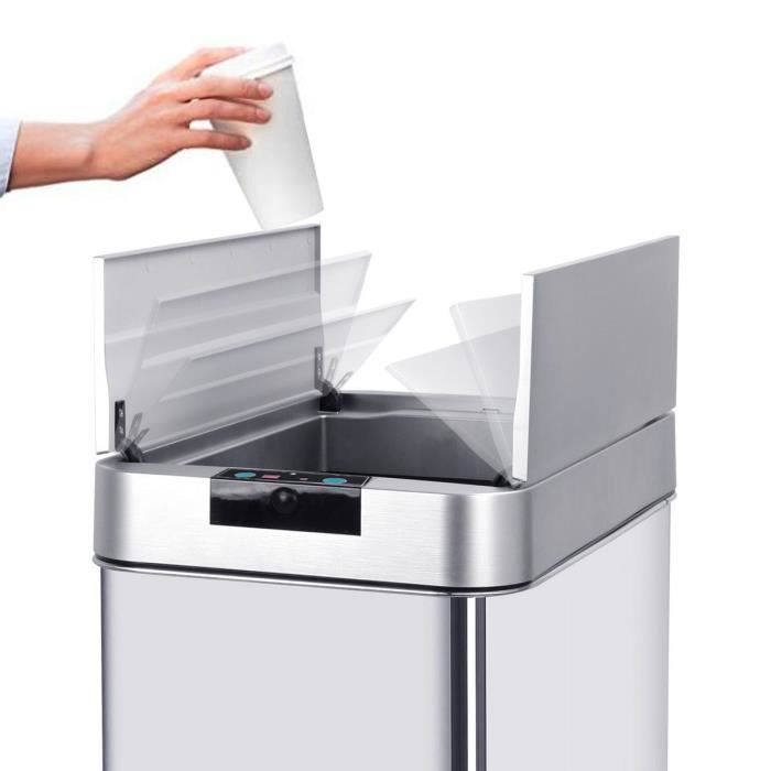 KITCHEN MOVE Automatisk affaldsspand SILVERLAKE - 60L - Rustfrit stål med remband