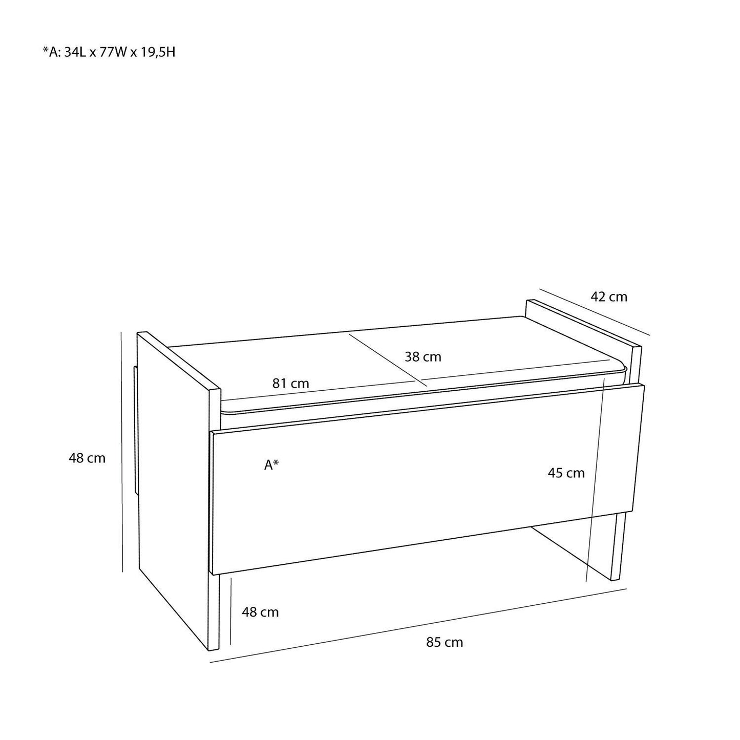 Hübsch Forma bænk med opbevaring 85x42xH48 cm i egetræ – FSC-certificeret entrébænk i grå
