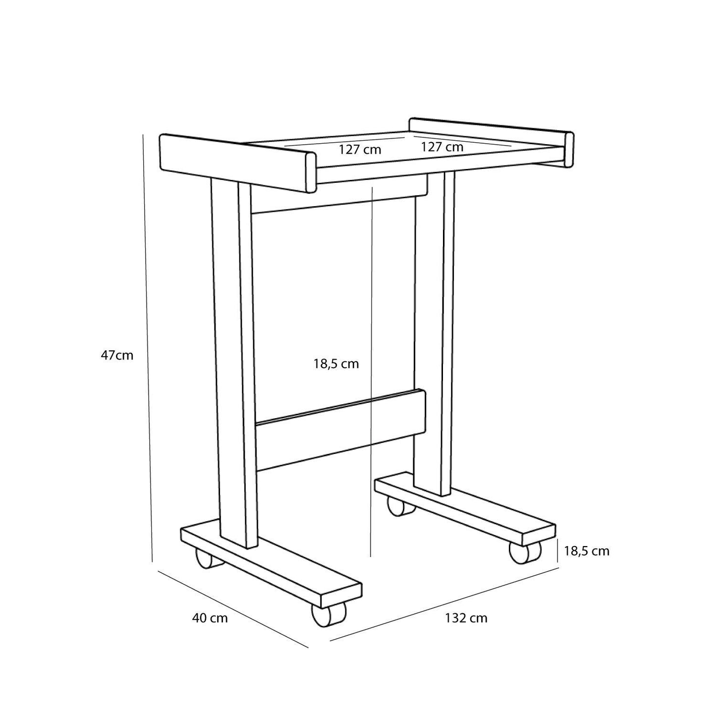 Hübsch Less sidebord 48x35xH65 cm – FSC-certificeret egetræ med hjul