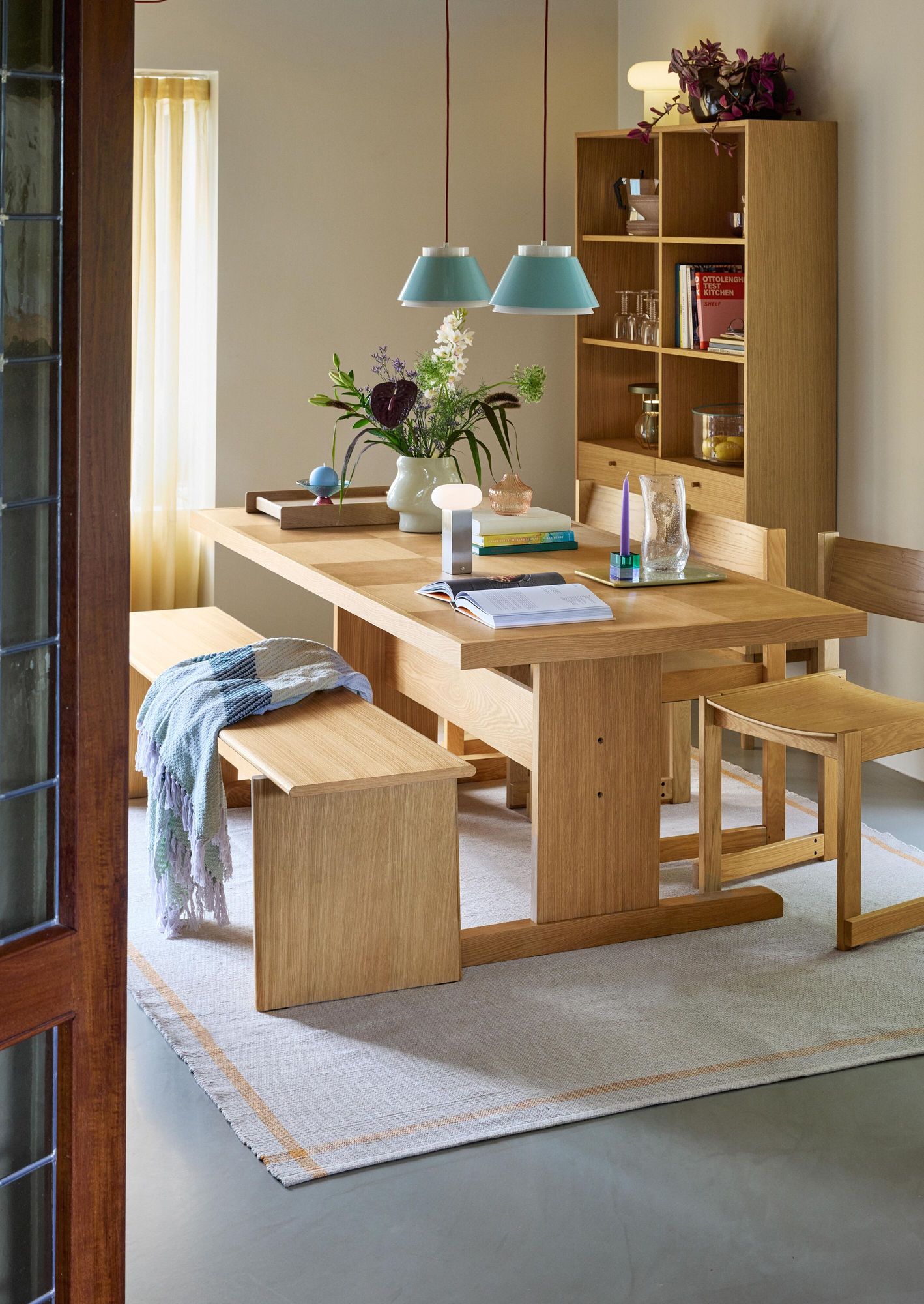 Hübsch Skak spisebord 195x95xH74 cm – FSC-certificeret egetræ med skakbræt-finer