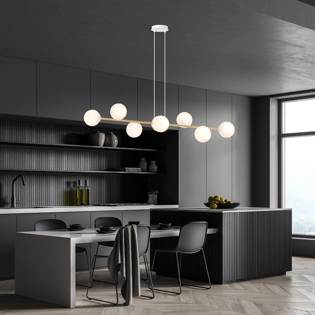 GRAVITY 8 Pendellampe - Hvid/Guld | Emibig