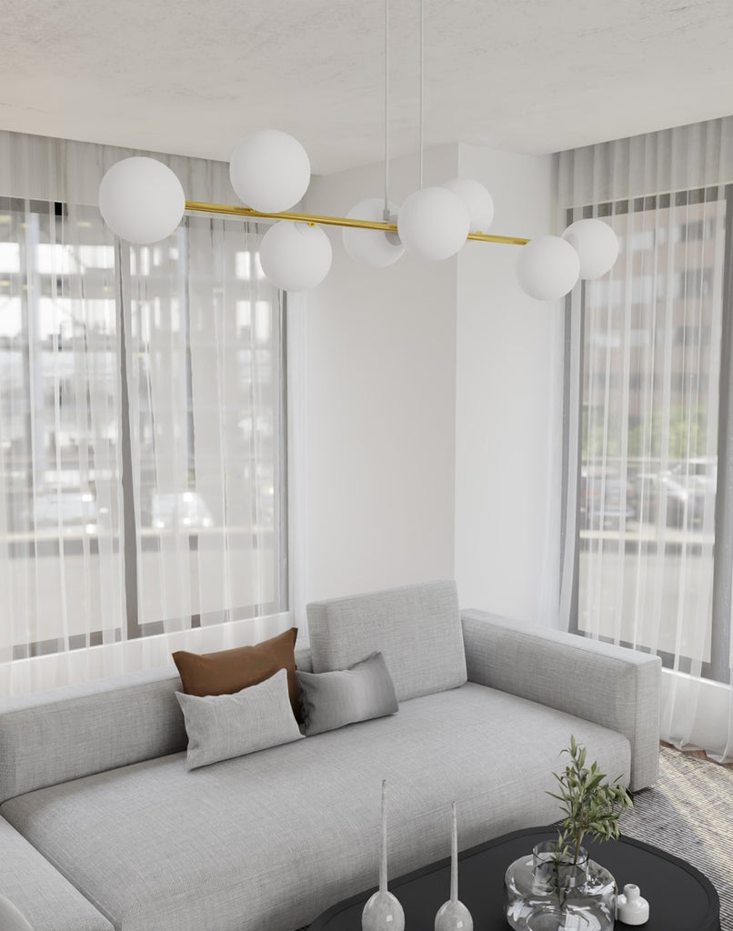 GRAVITY 8 Pendellampe - Hvid/Guld | Emibig