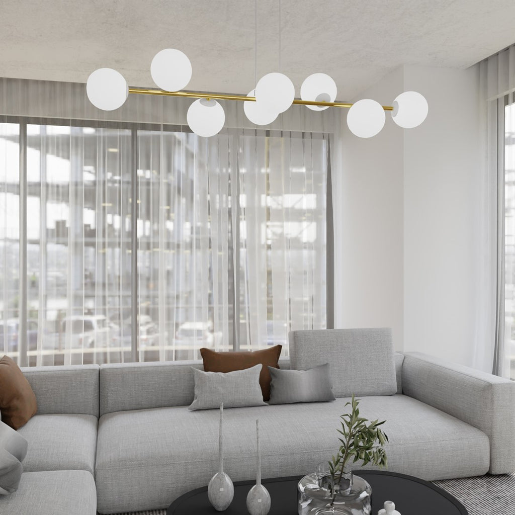 GRAVITY 8 Pendellampe - Hvid/Guld | Emibig