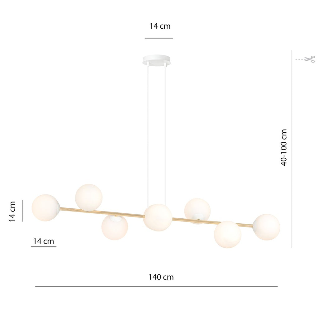 GRAVITY 8 Pendellampe - Hvid/Guld | Emibig