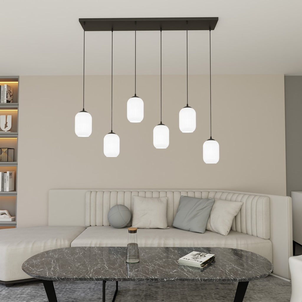 VERDI 6 Pendellampe - Sort/Opal | Emibig