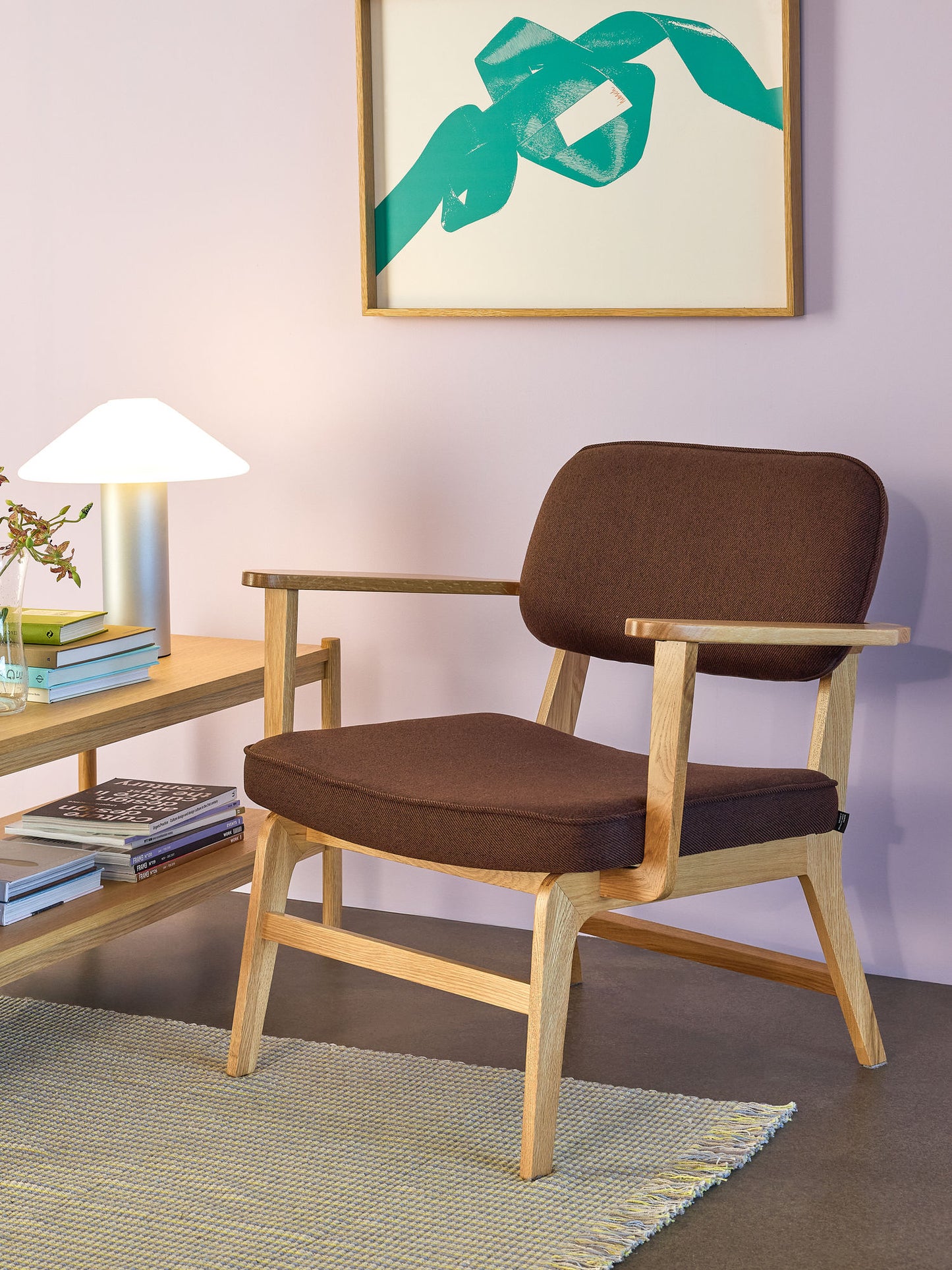 Hübsch Haze Loungestol 80x64xH71 cm – FSC-certificeret egetræ med polyesterbetræk