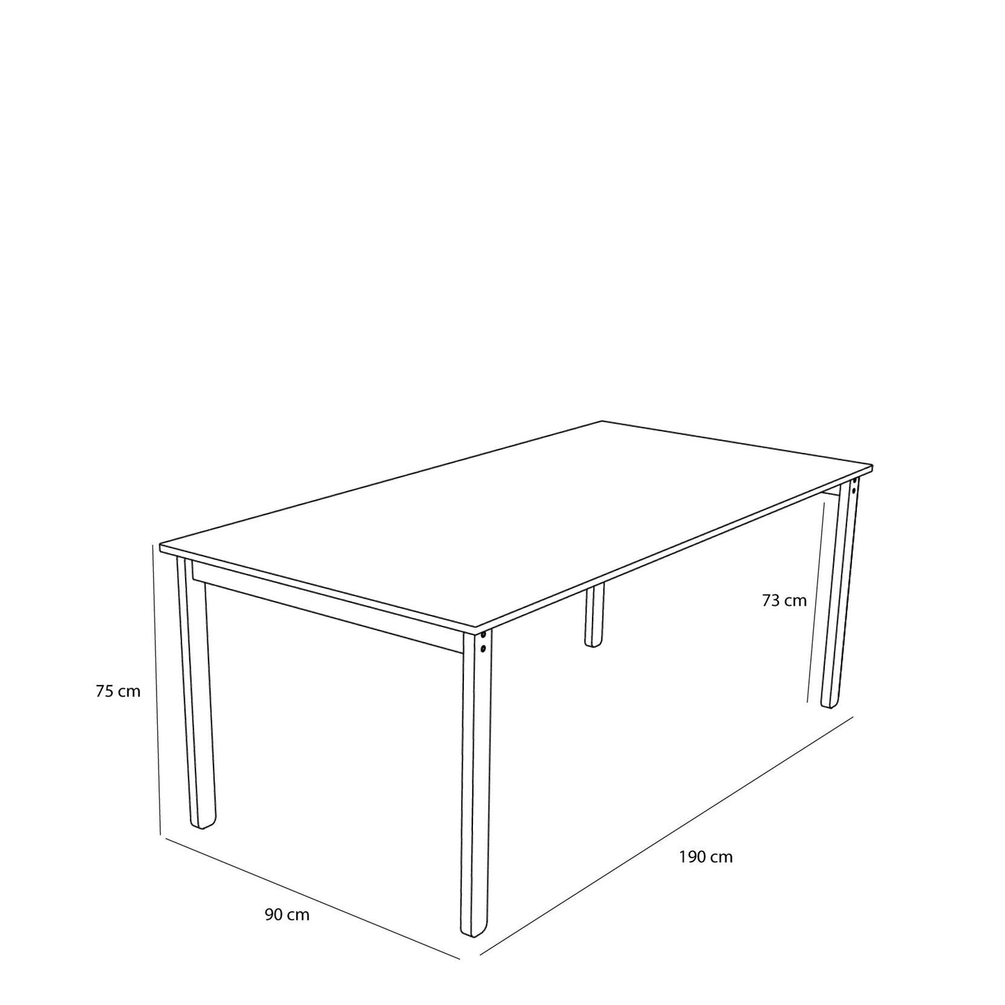 Hübsch Hock Spisebord 190x90xH75 cm – FSC-certificeret træ med sort bordplade