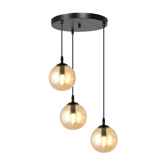 COSMO 3 PREMIUM Pendellampe – Sort & Ravfarvet Glas | Emibig