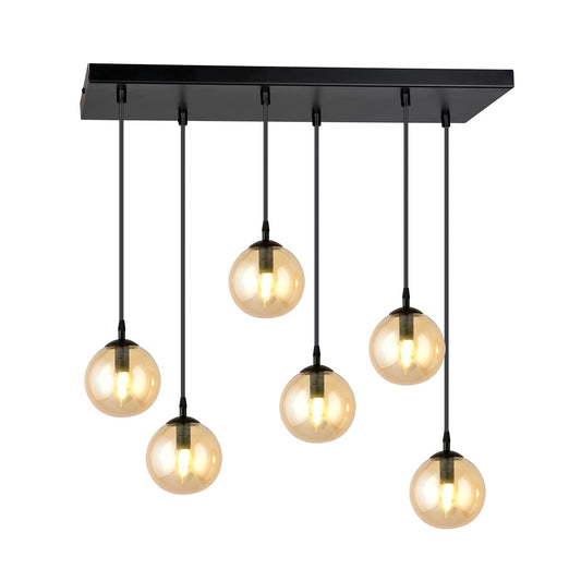 COSMO 6 Pendellampe – Sort & Ravfarvet Glas | Emibig