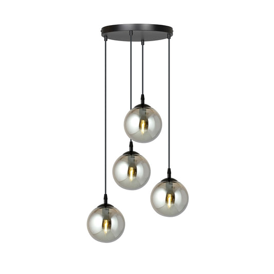 COSMO 4 PREMIUM Pendellampe – Sort & Grafitfarvet Glas | Emibig