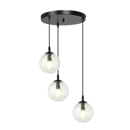 COSMO 3 PREMIUM Pendellampe – Sort & transparent Glas | Emibig
