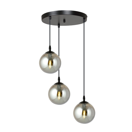 COSMO 3 PREMIUM Pendellampe – Sort & Grafitfarvet Glas | Emibig