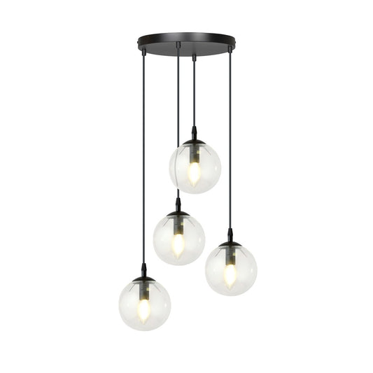 COSMO 4 PREMIUM Pendellampe – Sort & transparent Glas | Emibig