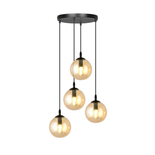 COSMO 4 Pendellampe – Sort & Ravfarvet Glas | Emibig