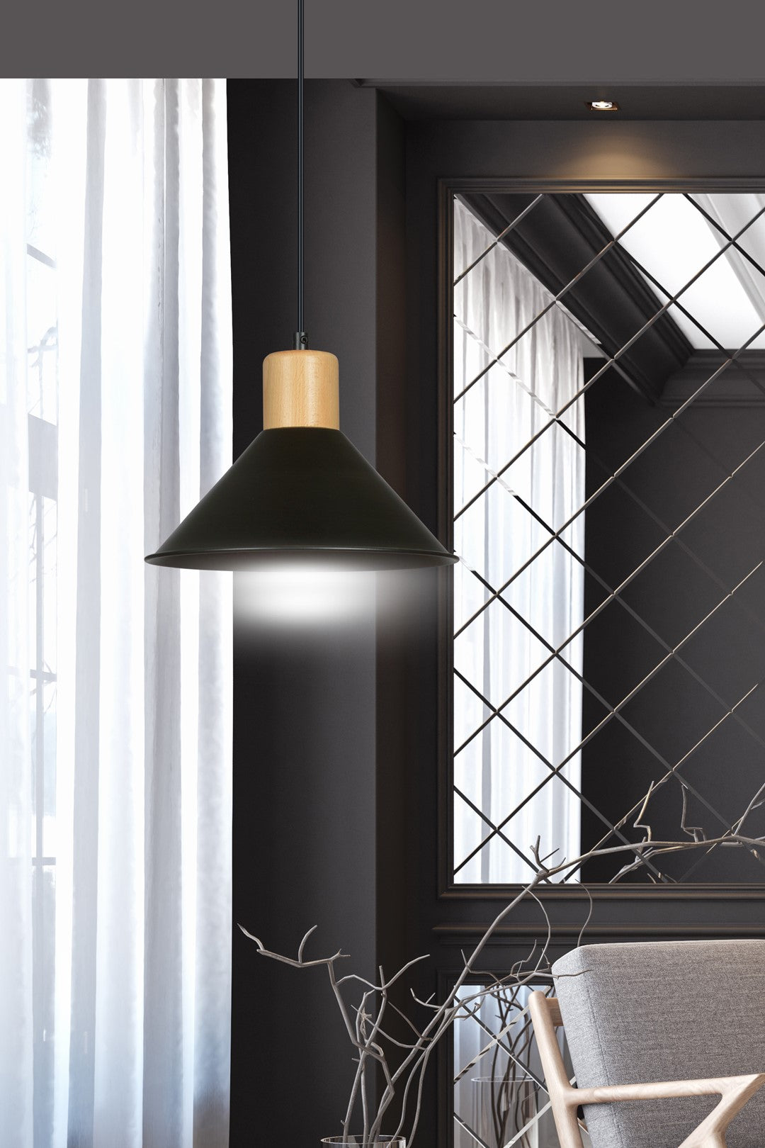 ROWEN 1 Sort Pendellampe | Emibig