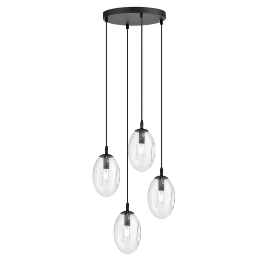 ASTRAL 4 Pendellampe - Sort & Transparent Glas | Emibig