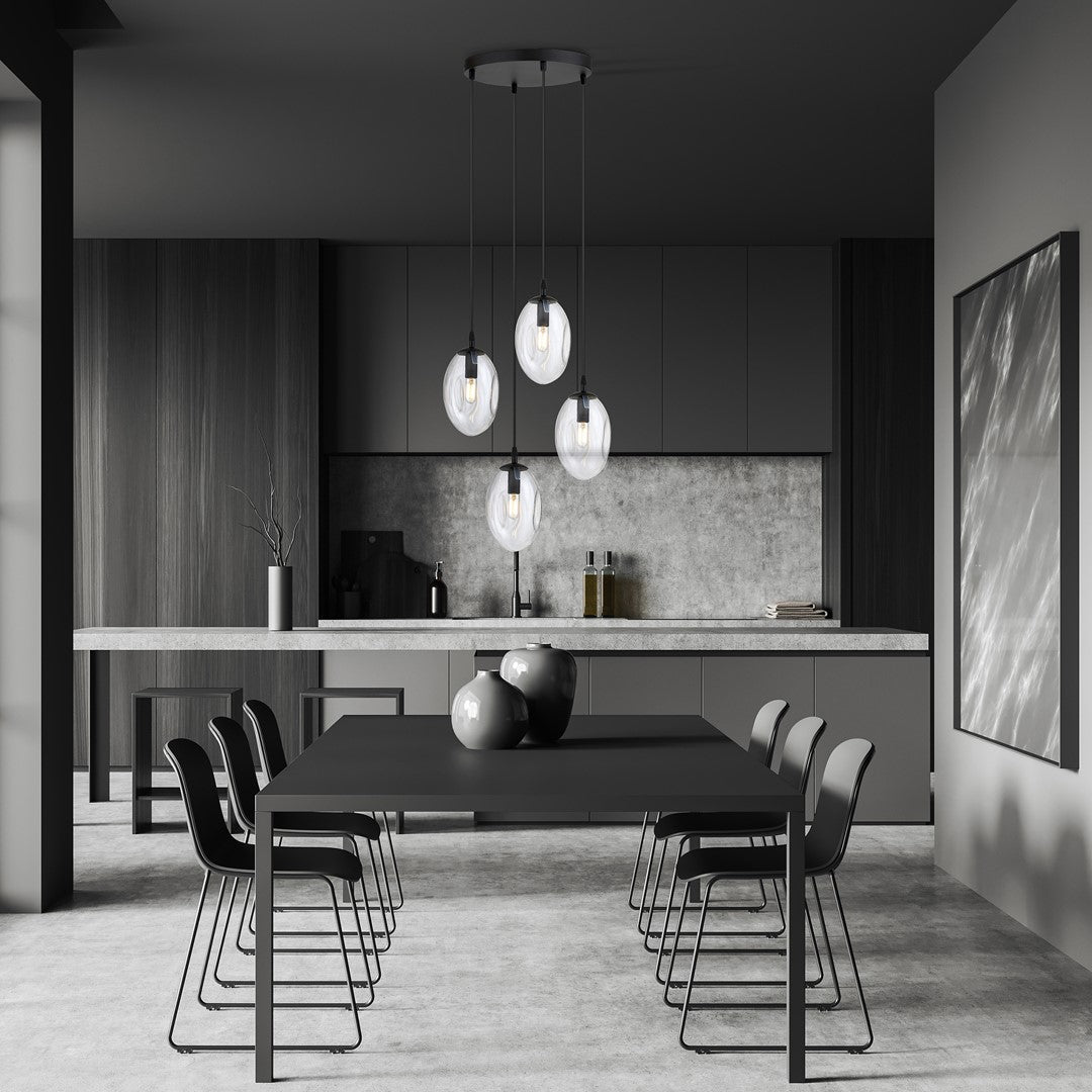 ASTRAL 4 Pendellampe - Sort & Transparent Glas | Emibig