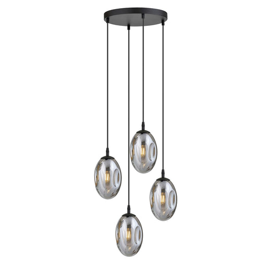 ASTRAL 4 Pendellampe - Sort & Grafitfarvet Glas | Emibig