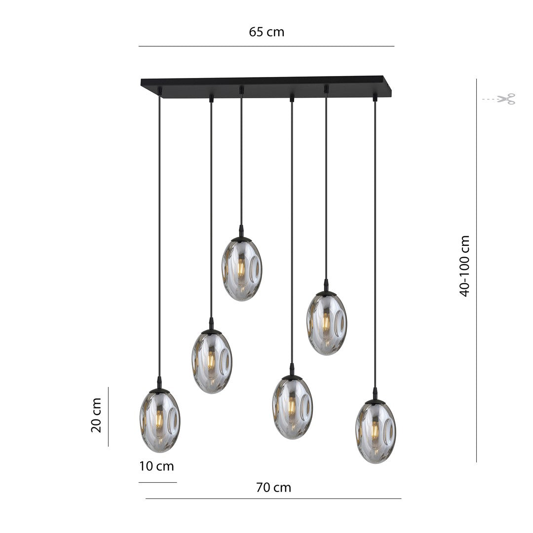 ASTRAL 6 Pendellampe – Sort & Grafitfarvet Glas | Emibig
